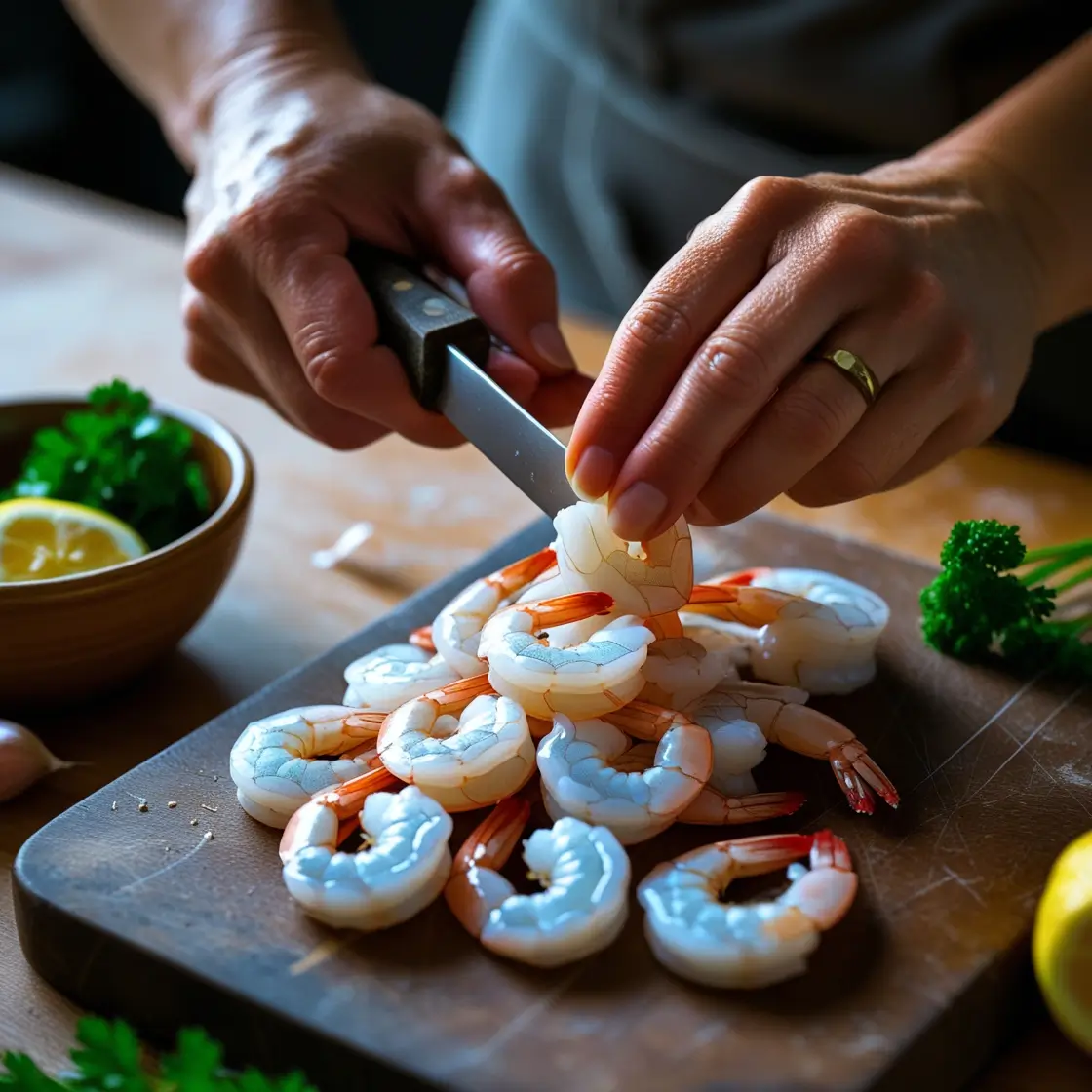 Peeling Shrimp for Garlic Butter Recipe Peeling shrimp for garlic butter recipe