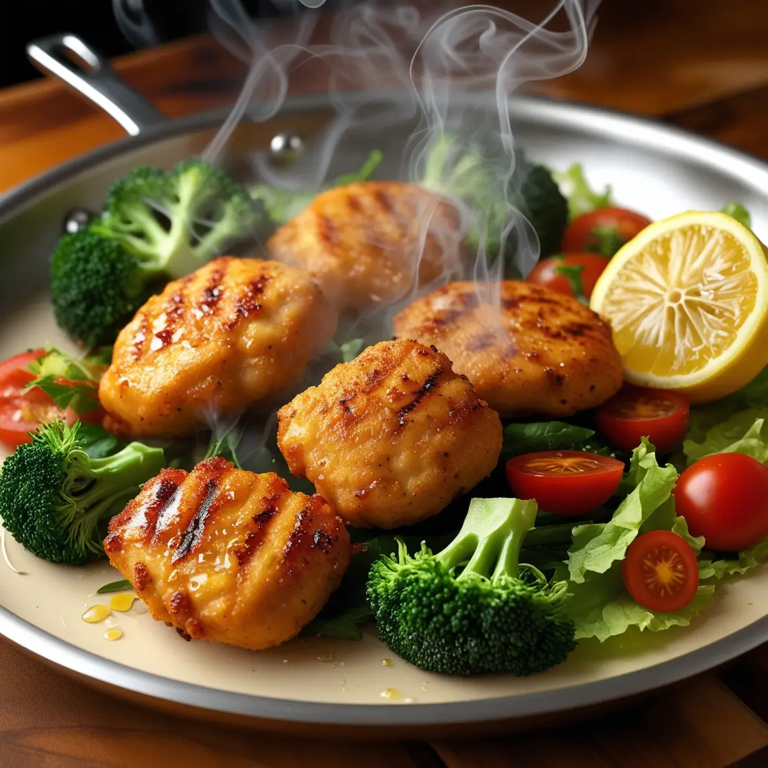 Chick-fil-A Grilled Chicken Nuggets Cooking Grilled chicken nuggets on a pan
