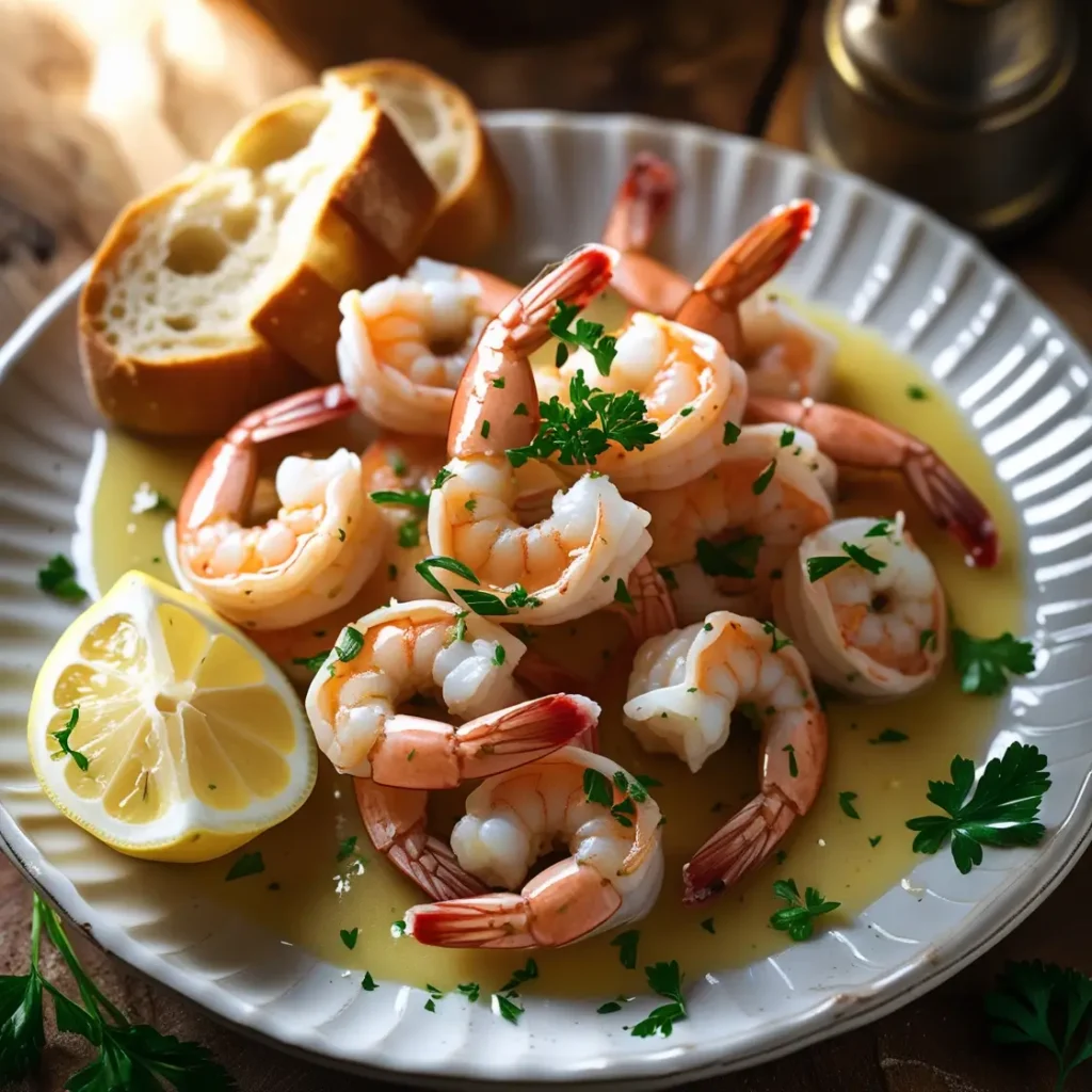 Shrimp Garlic Butter Recipe with lemon and parsley