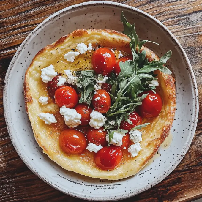 A Delicious Dutch Baby Pancake Dutch baby pancake topped with cherry tomatoes and feta