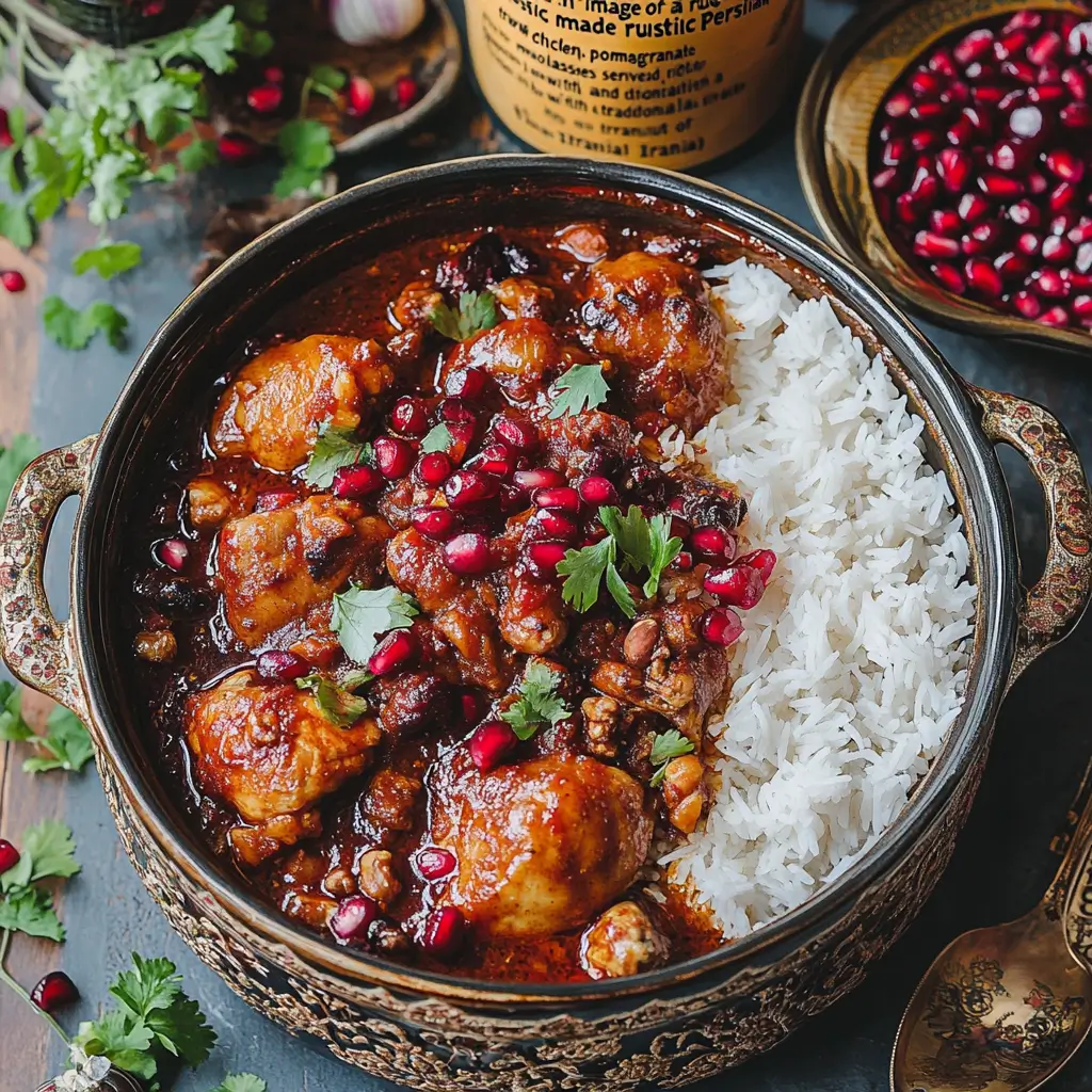 Persian Stew Fesenjan Traditional Persian stew Fesenjan served with rice