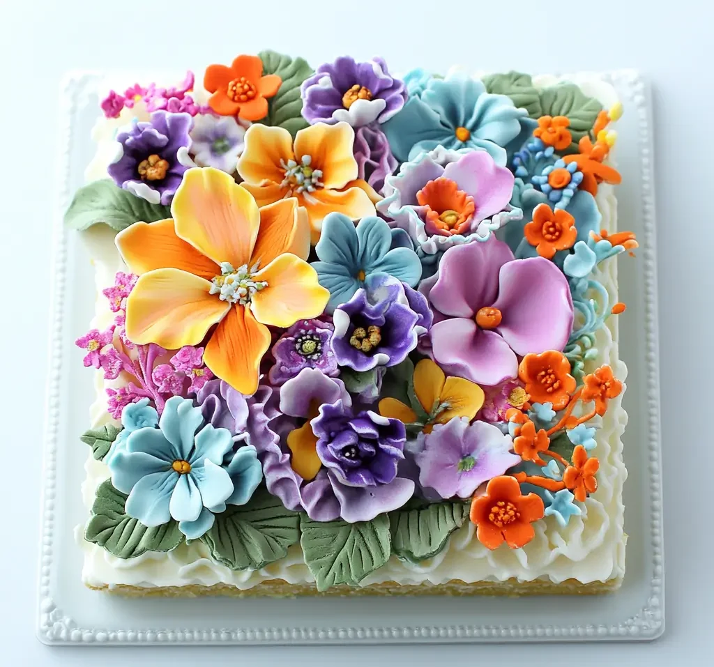 Bento cake decorated with melting conceptions and pipes.