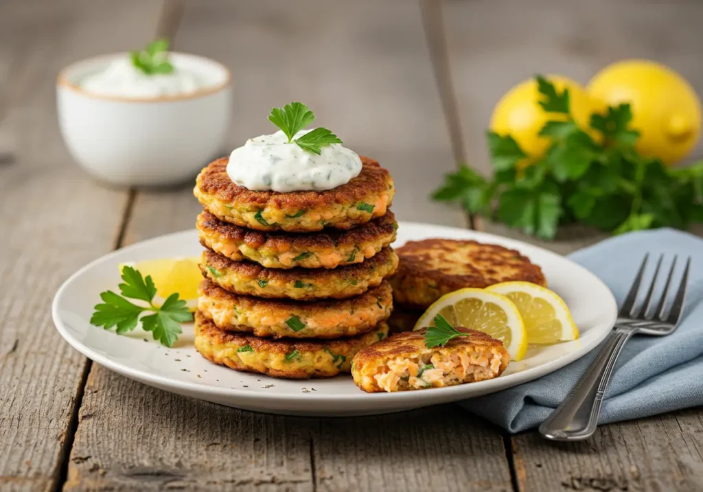 Crispy salmon cake recipe with tartar sauce