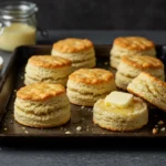 Biscuits served with eggs on breakfast plate