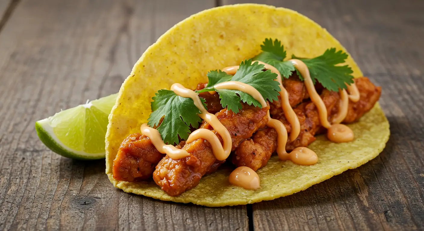 Chipotle chicken taco with cilantro and lime