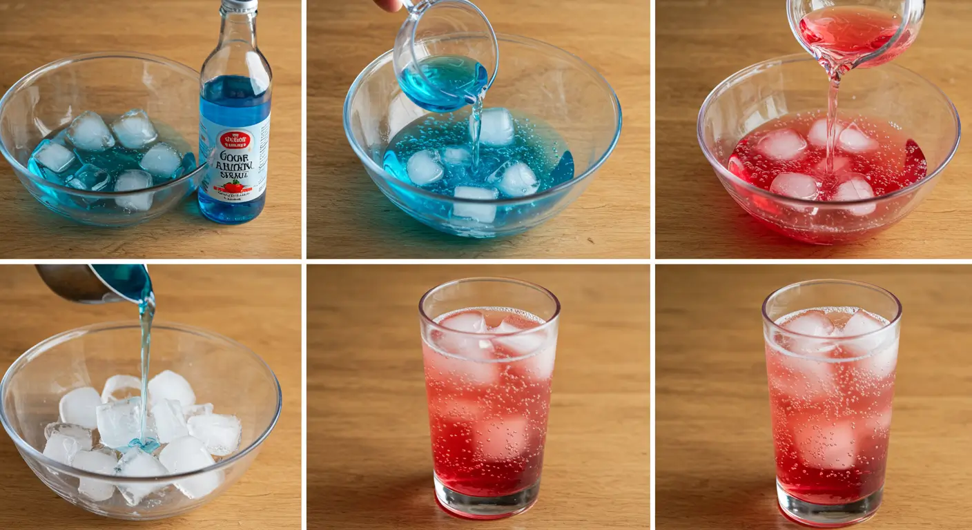 Italian Soda Ingredients Ingredients for Italian soda recipe in bowls and bottles