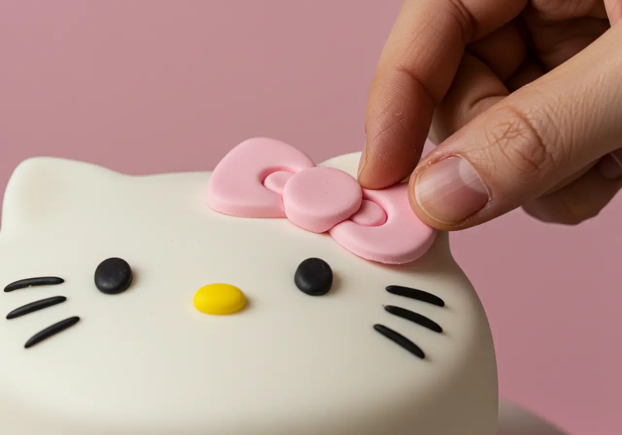 Decorating Hello Kitty Features Decorating Hello Kitty cake with fondant details