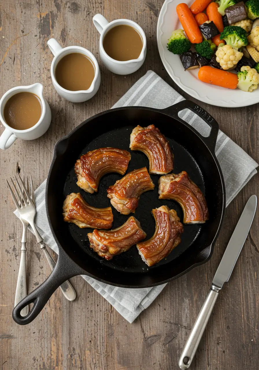 Southern-style turkey neck recipe in skillet with gravy