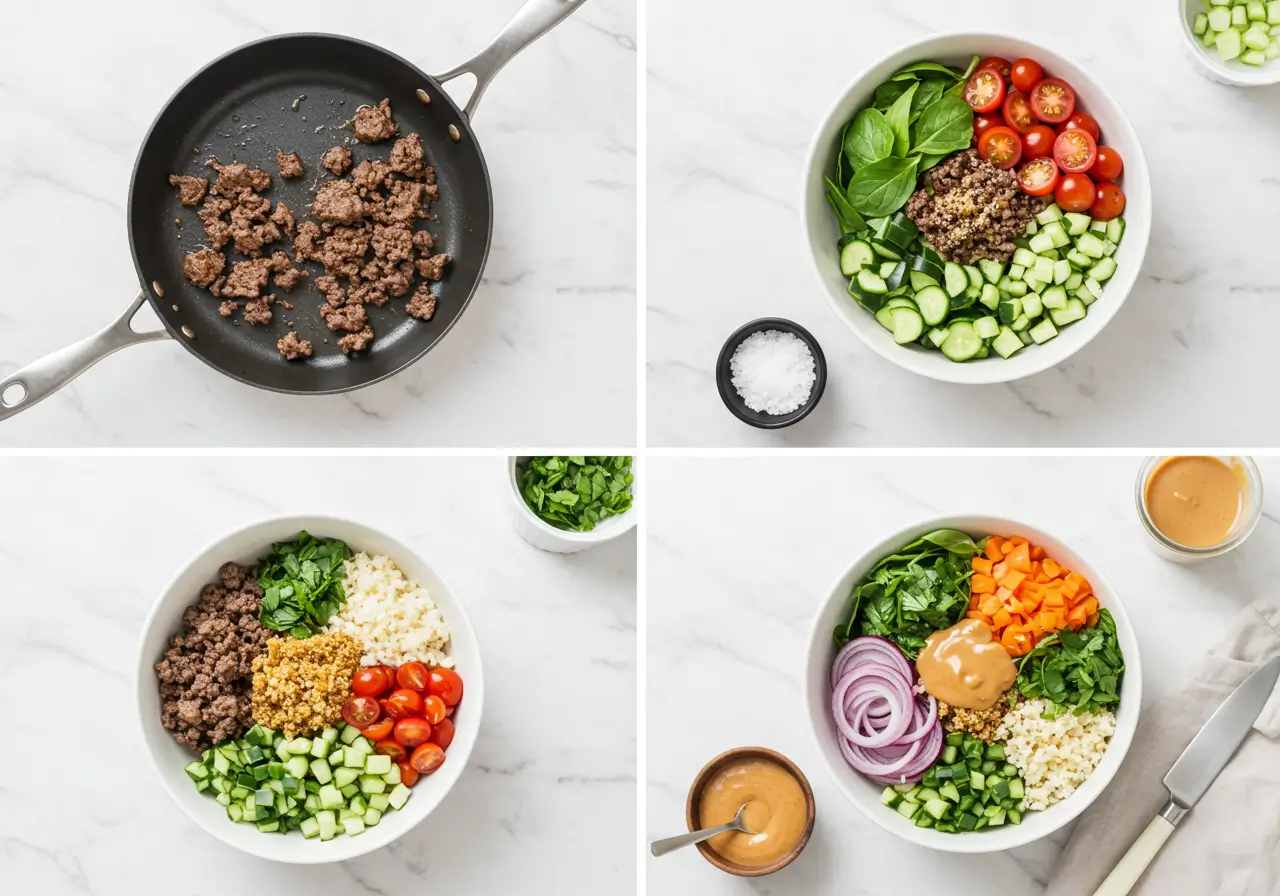 How to make a burger bowl step by step How to make a burger bowl recipe step by step