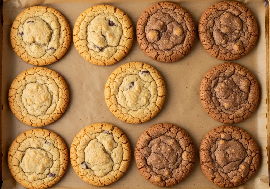 Freshly baked Crumbl cookies on a tray