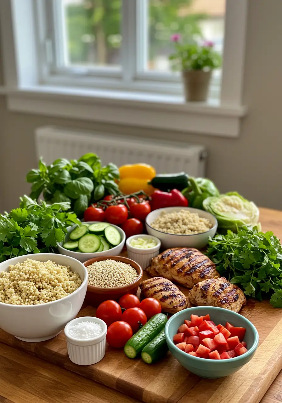 resh ingredients for low histamine recipes in a bright kitchen