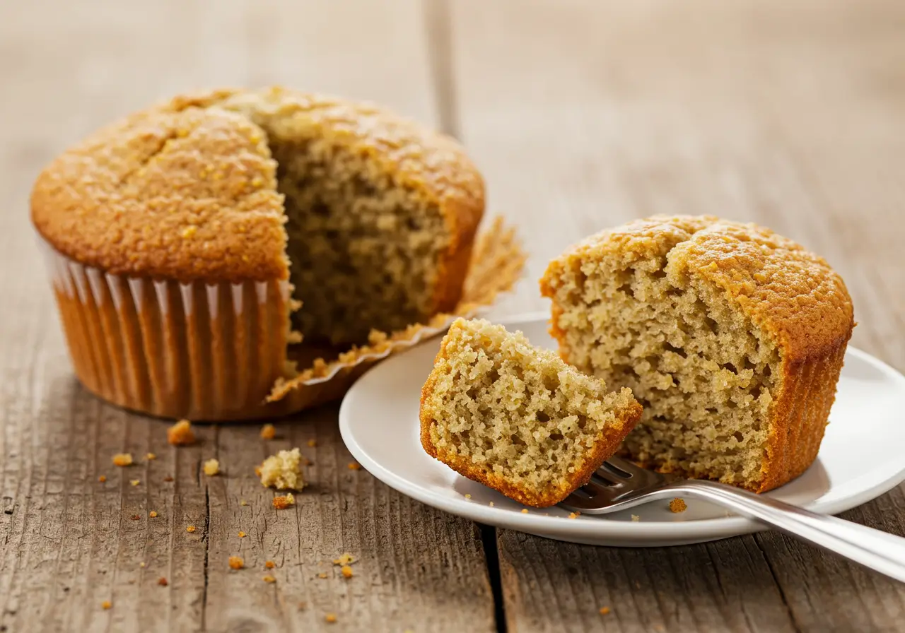 Corn Flour Banana Muffins Close-up of a moist corn flour banana muffin