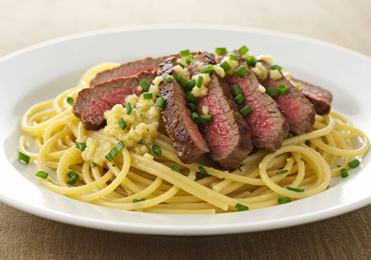 Garlic Butter Steak Pasta Recipe Garlic butter steak pasta with fresh herbs