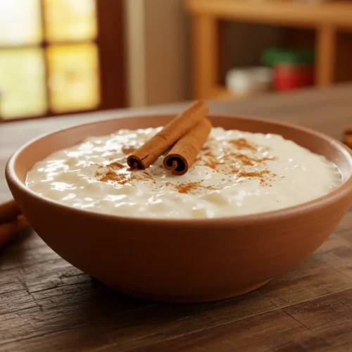 Traditional Mexican arroz con leche recipe garnished with cinnamon